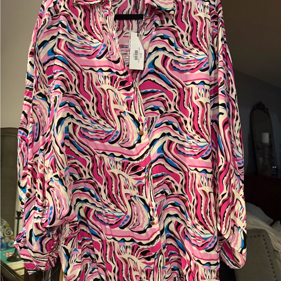 Why Dress Tops - Chic Pink Patterned Blouse